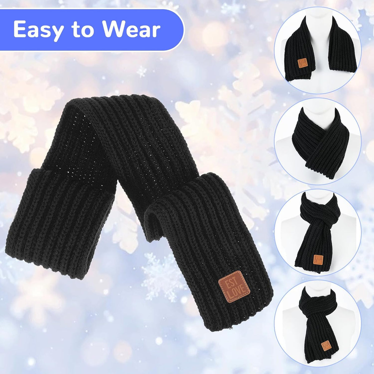 Abeillo Warm Kids Winter Knit Scarves Soft Knitted Neck Warmer Scarf Warm Scarves Wrap for Boys Girls