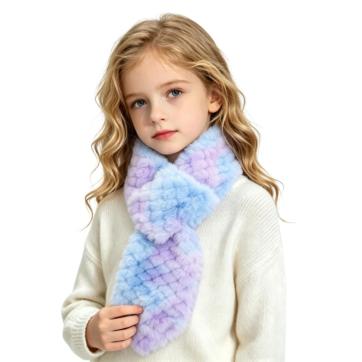 Warm Kids Scarf For Girls Winter Fuzzy Scarves Colorful Ski Windproof Neck Warmer