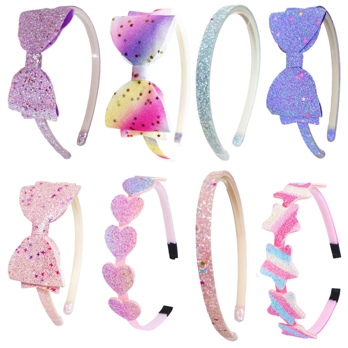 8PCS Headband for Girls,Cute Sparkly Girls Headband Glitter Hair Bands