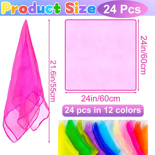 NEBURORA Juggling Scarves Square Colorful Play Scarve for Dance Magic Tricks Performance Props Scarf Accessories