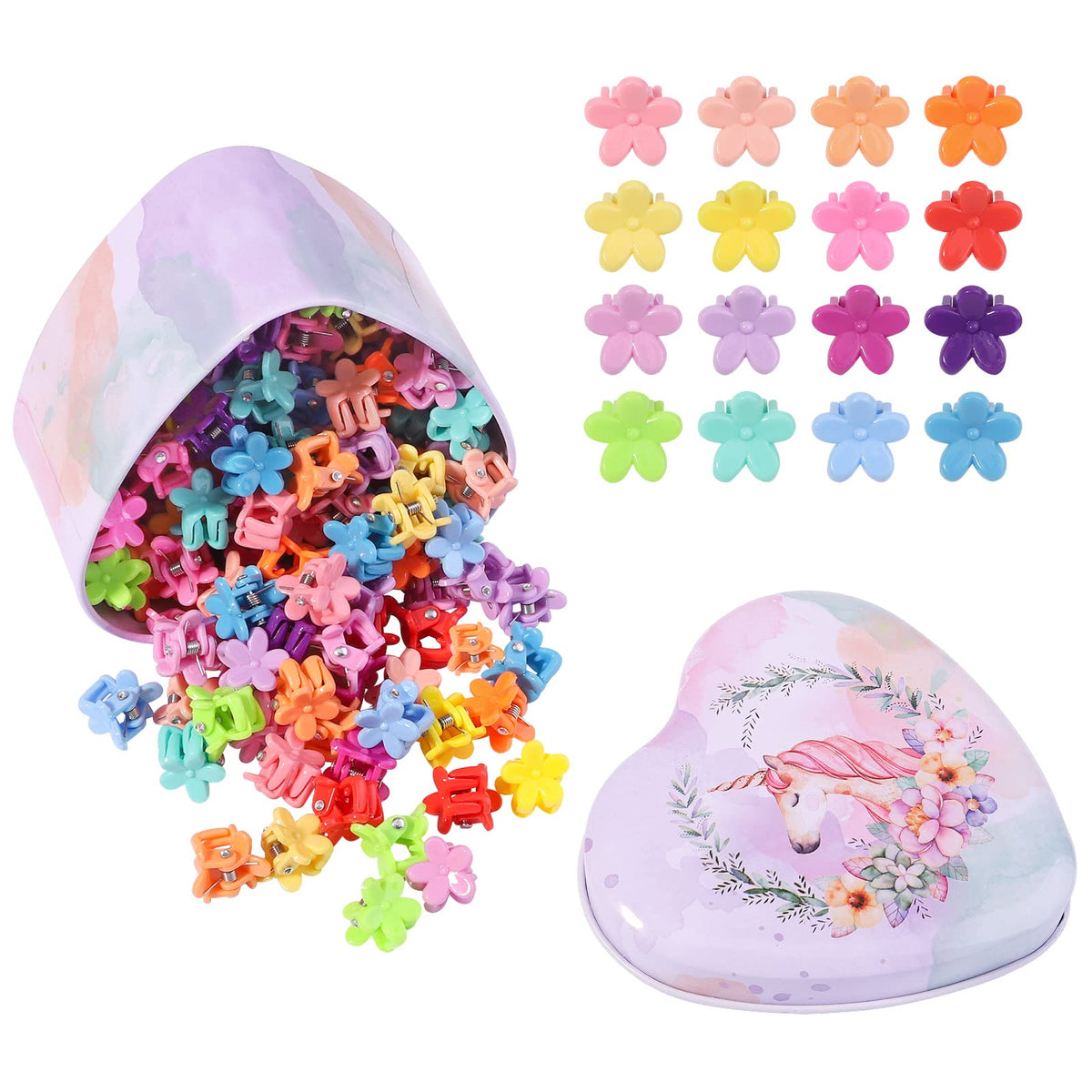 128PCS Baby Girls Mini Hair Claw Clips Flower Hair Hair Accessories Barrattes for School Girls Kids Teens