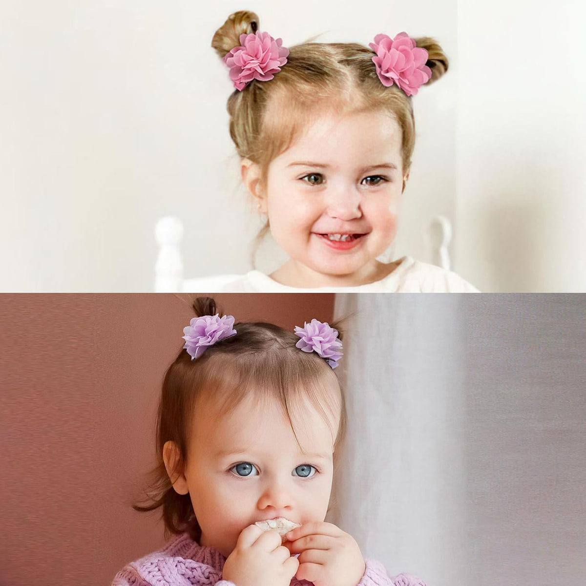DED 40PCS 2" Chiffon Flower Hair Bows Clips for Girls Infants Toddlers