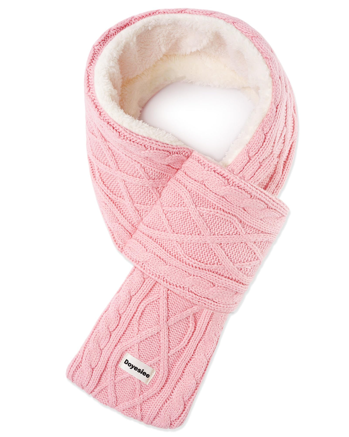 Kids Scarf for Girls Boys, Winter Long Fleece Plush Scarves Knitted Cross Tie Neck Warmer for Cold Weather