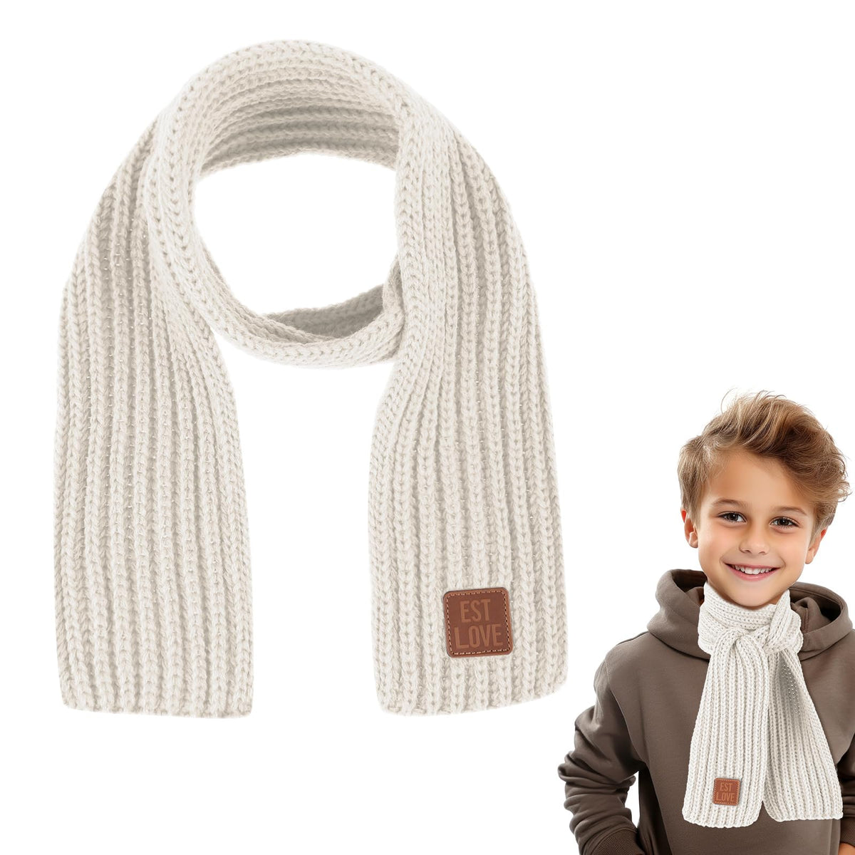 Abeillo Warm Kids Winter Knit Scarves Soft Knitted Neck Warmer Scarf Warm Scarves Wrap for Boys Girls