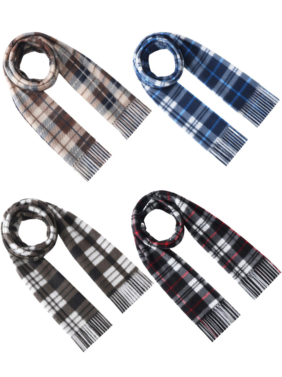 Bencailor 4 Pcs Kids Winter Scarf Kids Buffalo Plaid Scarves Christmas Warm Shawls Scarves Parent Child Scarf for Boys Girls
