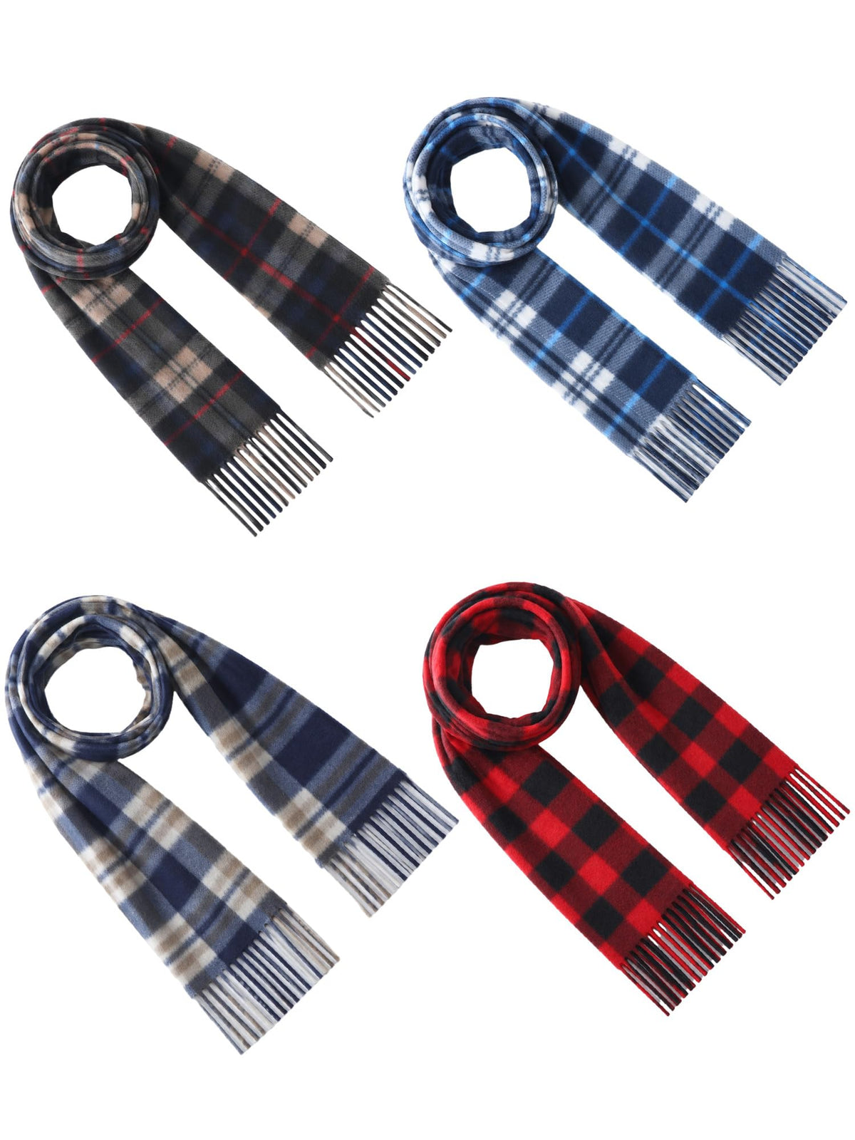 Bencailor 4 Pcs Kids Winter Scarf Kids Buffalo Plaid Scarves Christmas Warm Shawls Scarves Parent Child Scarf for Boys Girls