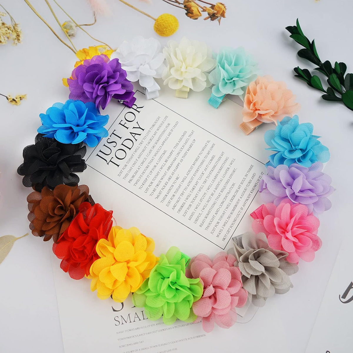 DED 40PCS 2" Chiffon Flower Hair Bows Clips for Girls Infants Toddlers
