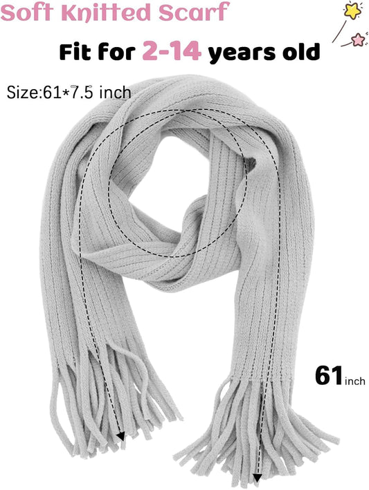 Kids Tassel Scarf Winter Long Knitted Scarves for Girls Boys