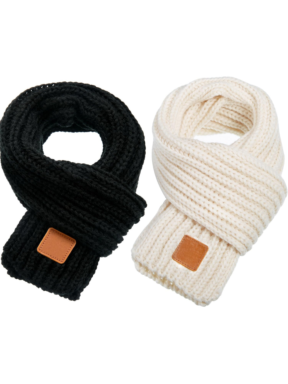 Zhanmai 2 Pcs Toddler Scarf Kids Warm Set Winter Knit Scarves Soft Neck Warmer for Boys Girls Children