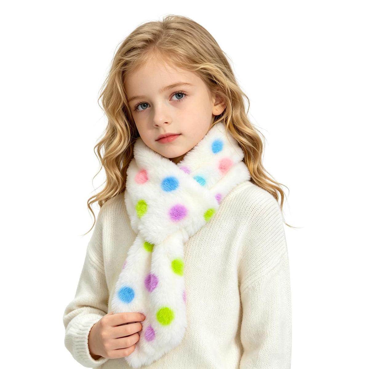 Warm Kids Scarf For Girls Winter Fuzzy Scarves Colorful Ski Windproof Neck Warmer