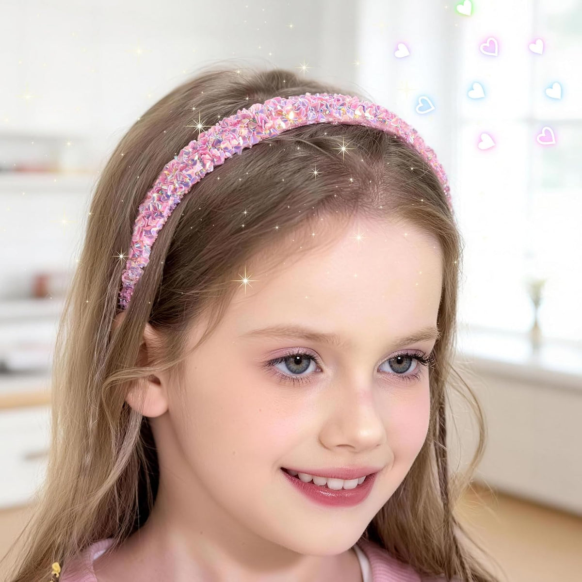 WSYUB Headbands for Girls, Sequin Thin Headband Set for Kids