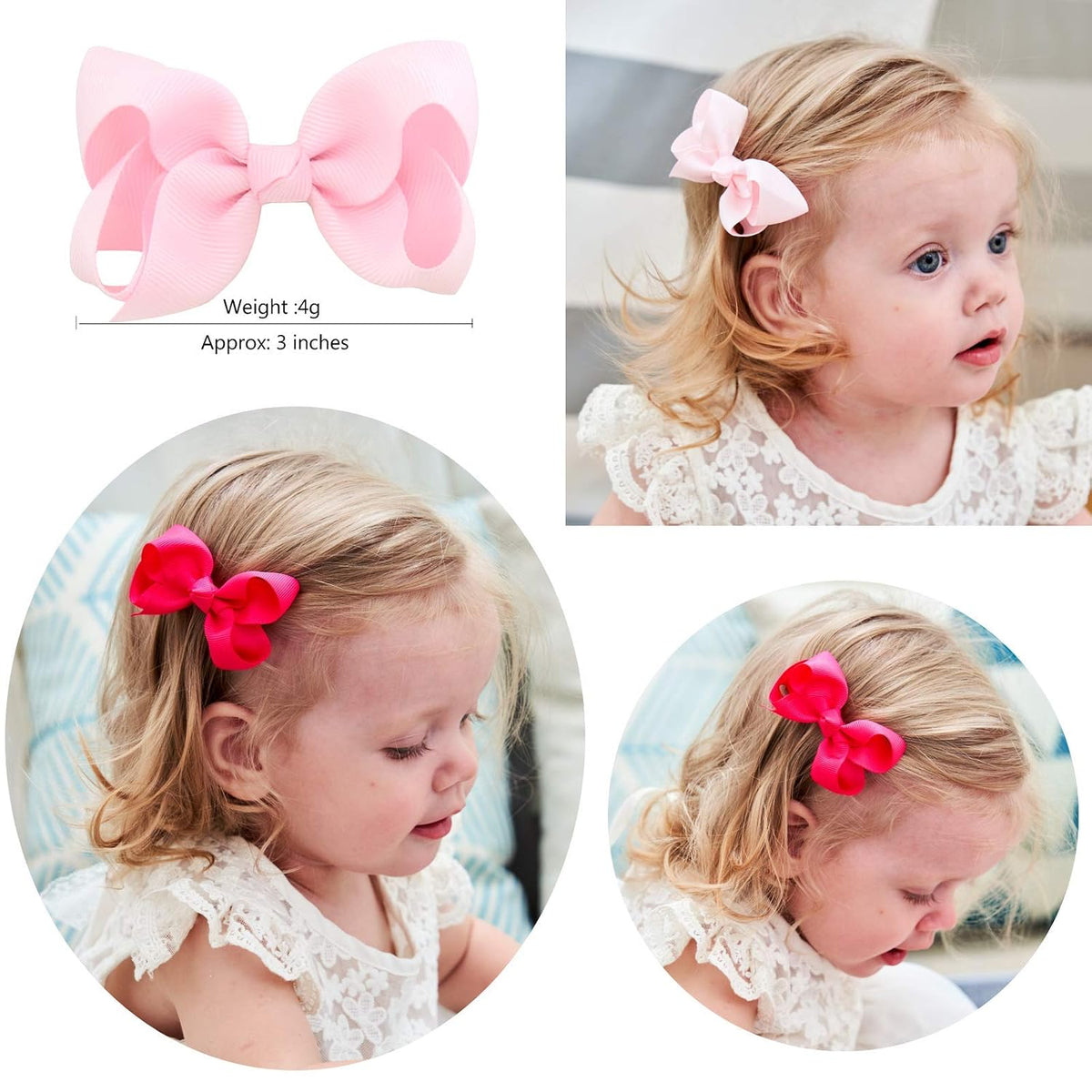 YHXX YLEN 40PCS 3Inch Hair Bows for Girls Grosgrain Ribbon Toddler Hair Bow