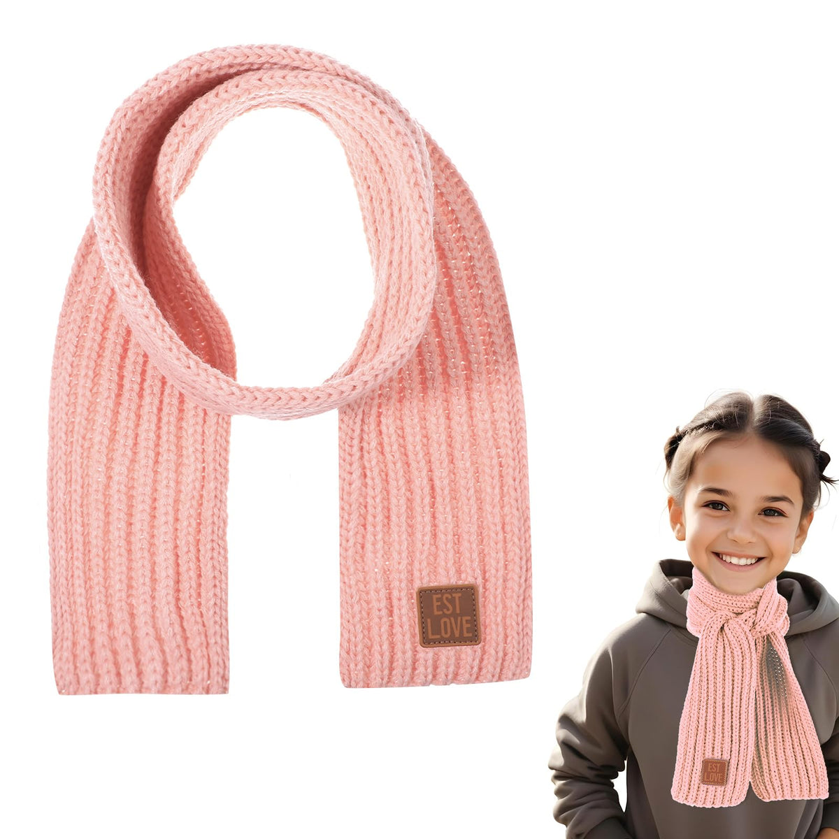 Abeillo Warm Kids Winter Knit Scarves Soft Knitted Neck Warmer Scarf Warm Scarves Wrap for Boys Girls
