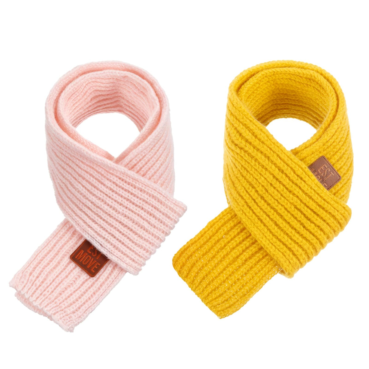 Abeillo 2 Pack Warm Kids Winter Knit Scarves Soft Knitted Neck Warmer Scarf Warm Scarves Wrap for Boys Girls