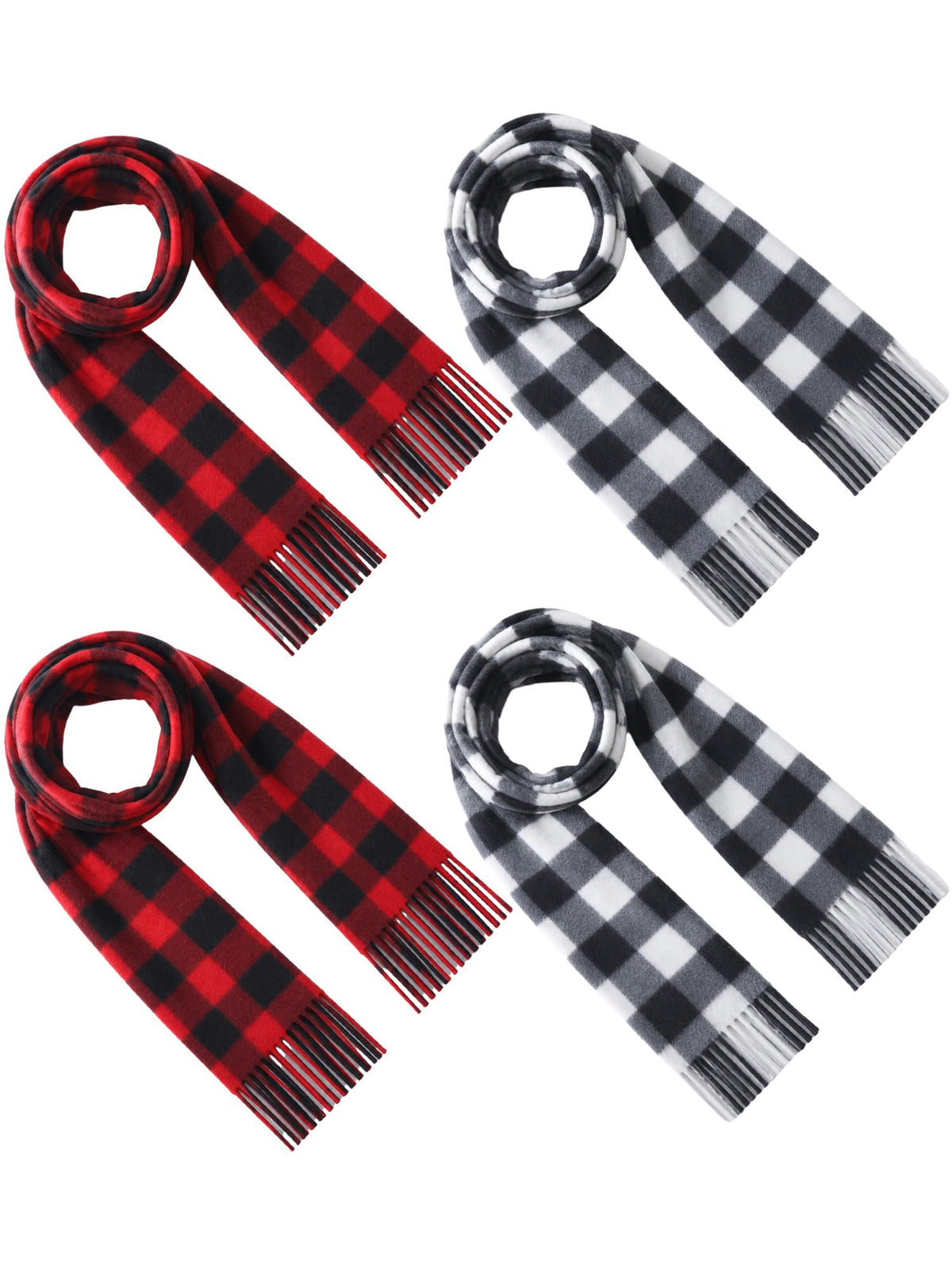 Bencailor 4 Pcs Kids Winter Scarf Kids Buffalo Plaid Scarves Christmas Warm Shawls Scarves Parent Child Scarf for Boys Girls