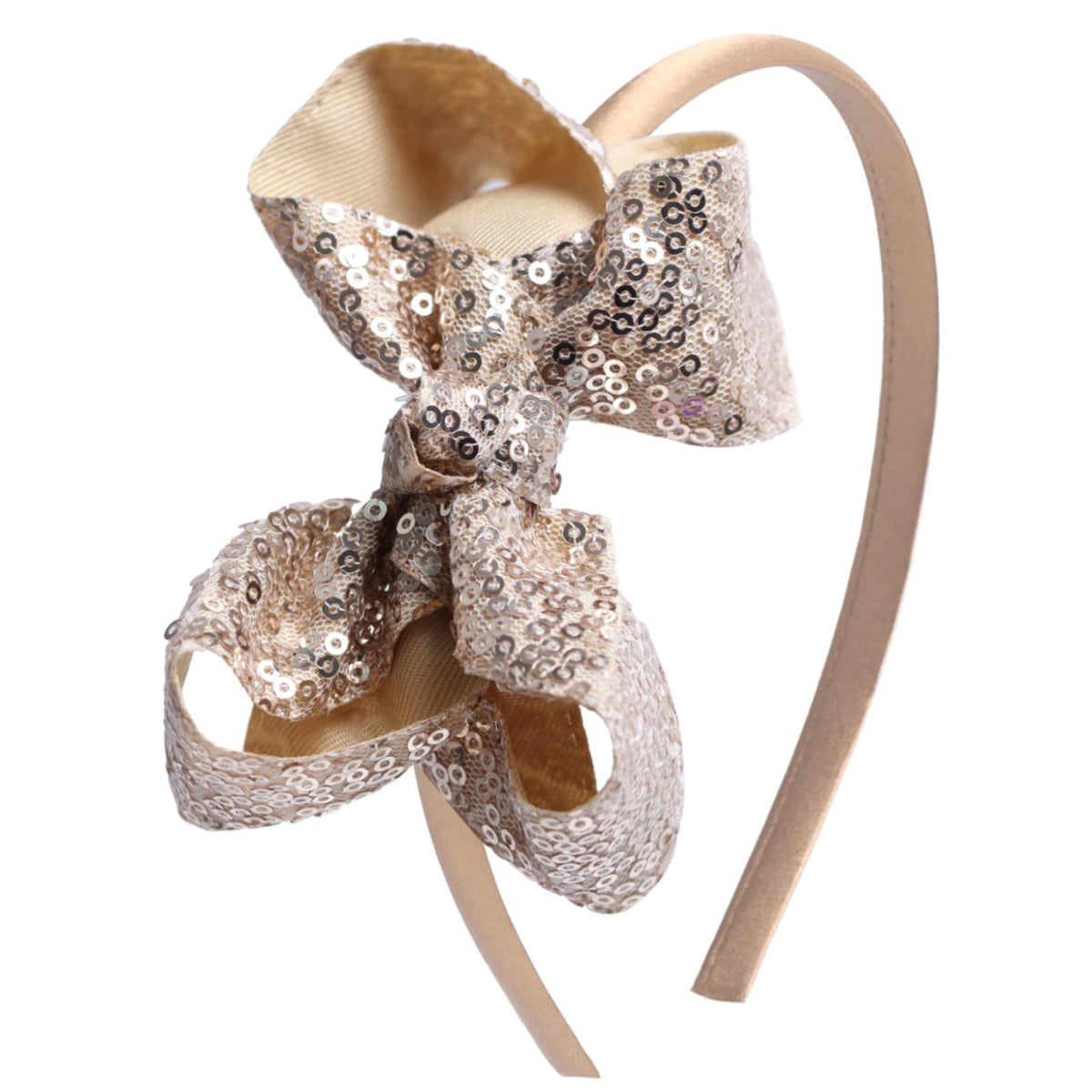 Sparkle Glitter Sequin Bow Headband for Children Girls- Boutique Style Hair Accessory with Bow Ribbon - 1 Piece (Hot Pink)