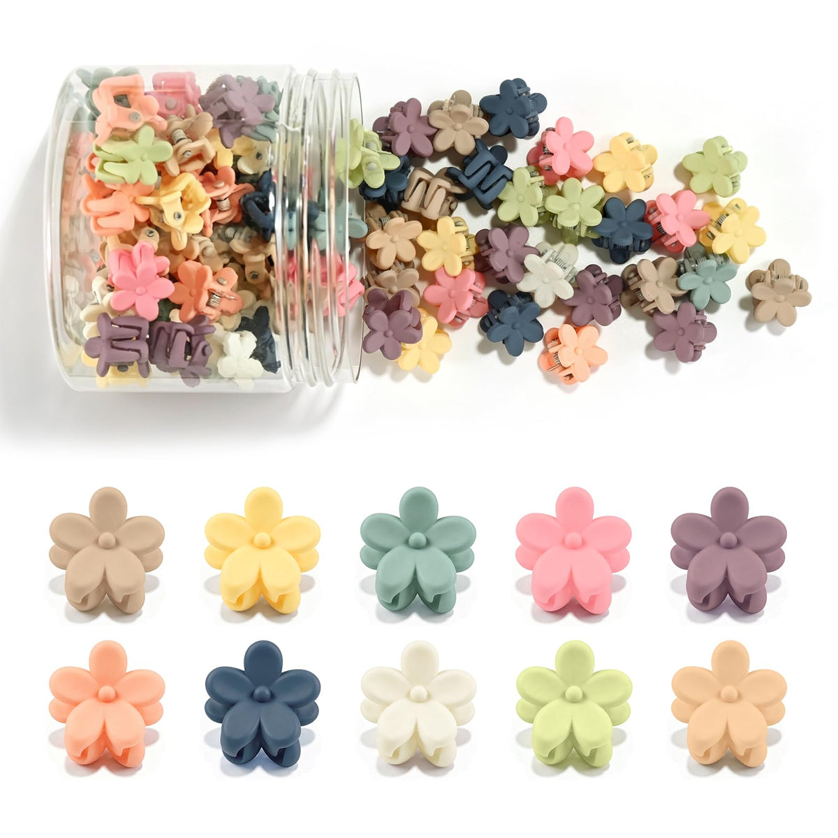 SAOROPEB 100Pcs Mini Flower Hair Clips, Colorful Hair Accessories (Glitter)