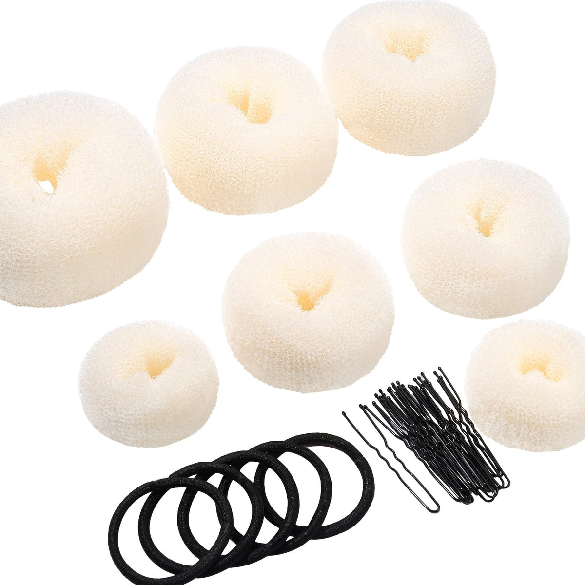 Teenitor Hair Bun Maker, 7pcs Bun Donuts for hair Buns(1 Extra-Large, 2 Large, 2 Medium, 2 Small), Light Brown