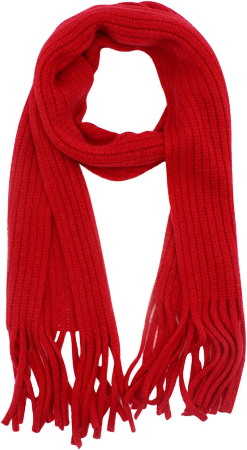 RARITYUS Kids Knitted Scarf Fashion Solid Color Toddler Soft Warm Scarves Neck Warmer Winter for Girls Womens
