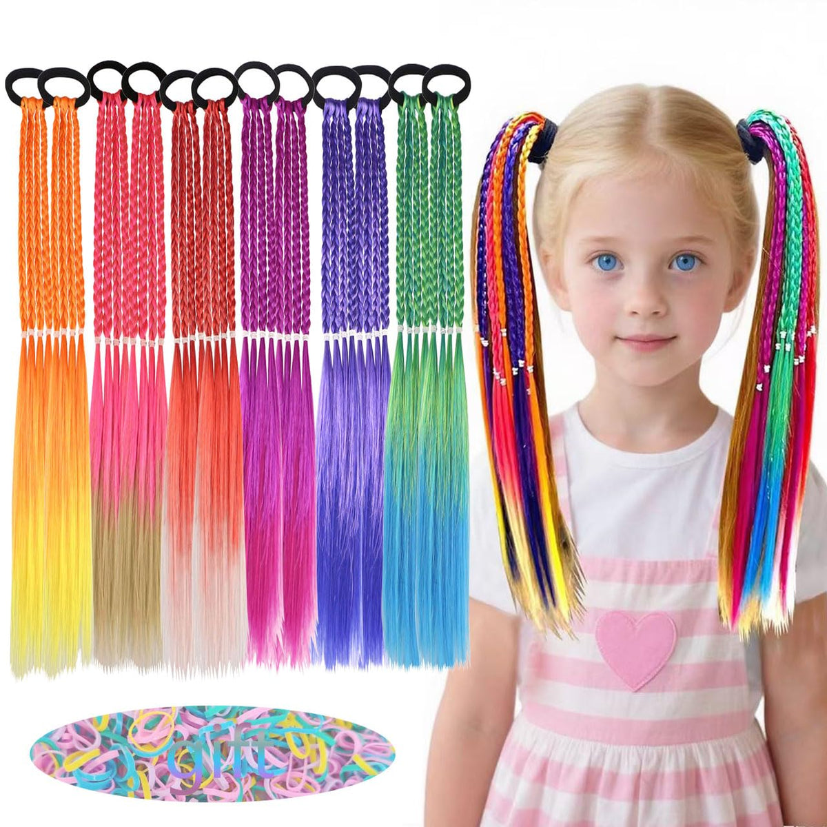 Girl hair accessories, children's colorful braided hair extensions