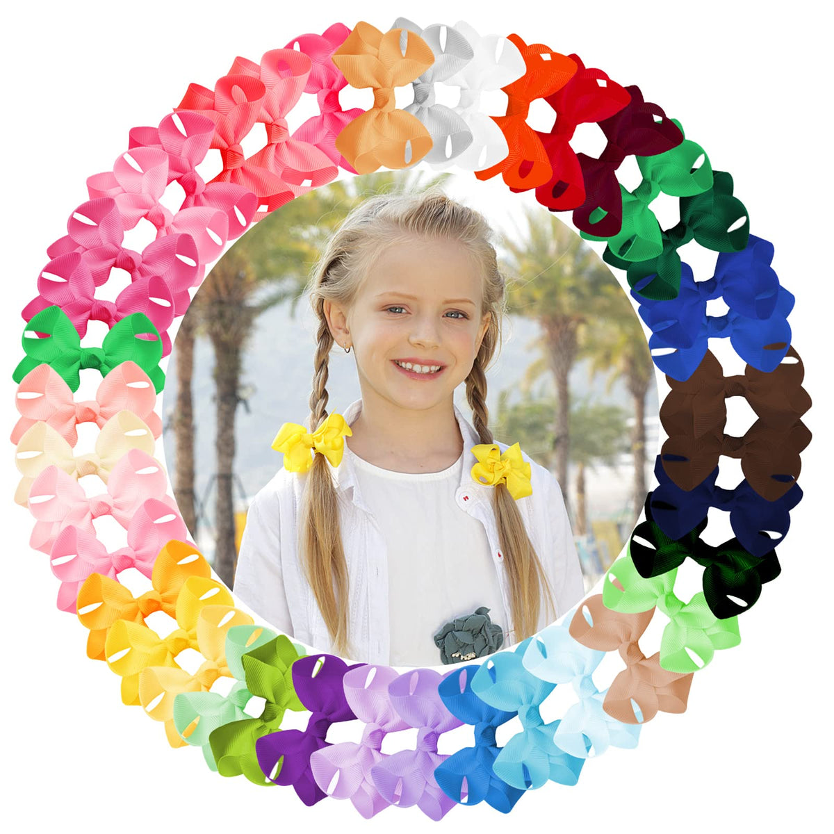 Oaoleer 40Pcs 4.5" Hair Bows Clips for Girls Tolddler Hair Accessories