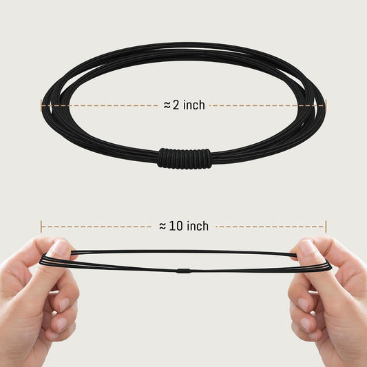 XieNie 50pcs Black Hair Ties for Women Girls with Thick Long Heavy or Curly Hair, Strong Hair Elastics No Damage 4Bands Tied Together High Ponytail Holders Hair Bands, Hair Accessories