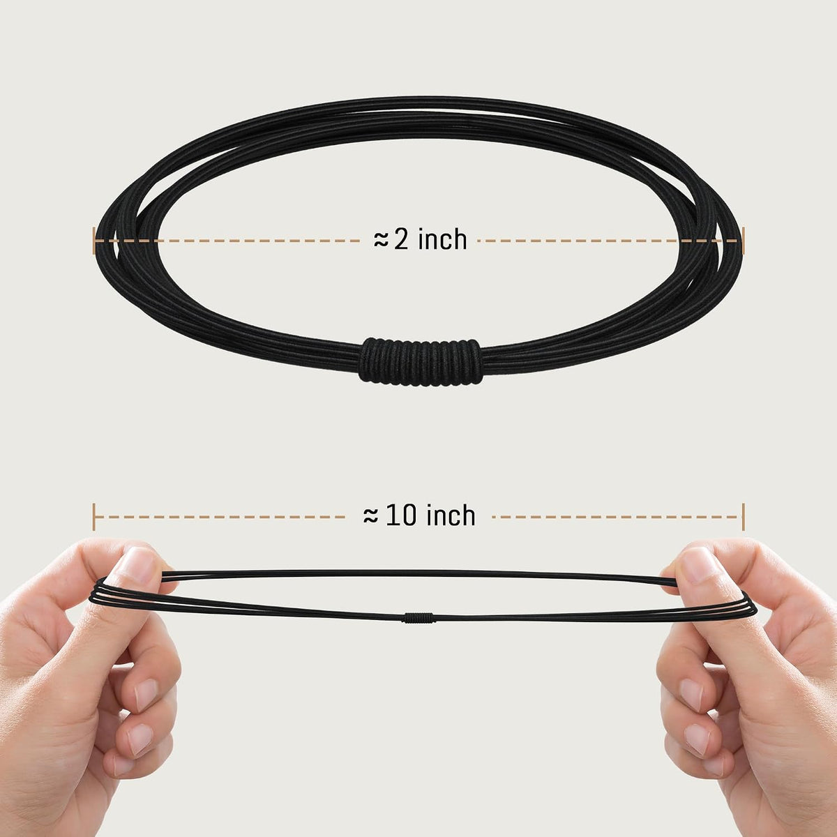 XieNie 50pcs Black Hair Ties for Women Girls with Thick Long Heavy or Curly Hair, Strong Hair Elastics No Damage 4Bands Tied Together High Ponytail Holders Hair Bands, Hair Accessories
