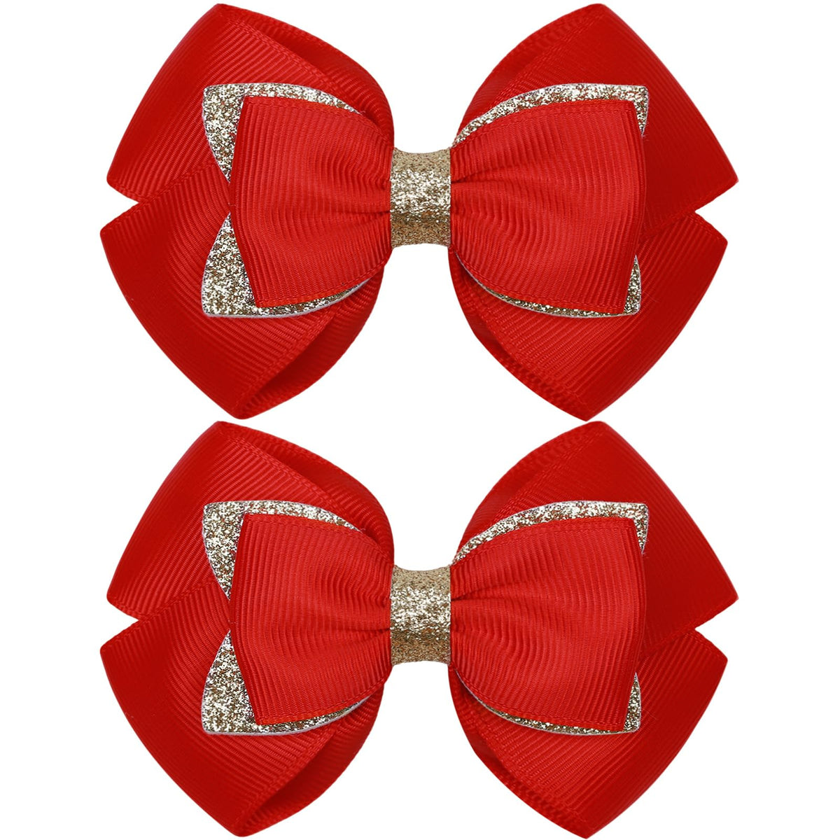 KISZU 4 Inch Hair Bows Clips Large Sparkle Ribbon Girls Alligator Barrettes Glitter Hair Accessories for Toddler Kids Children Teens Women