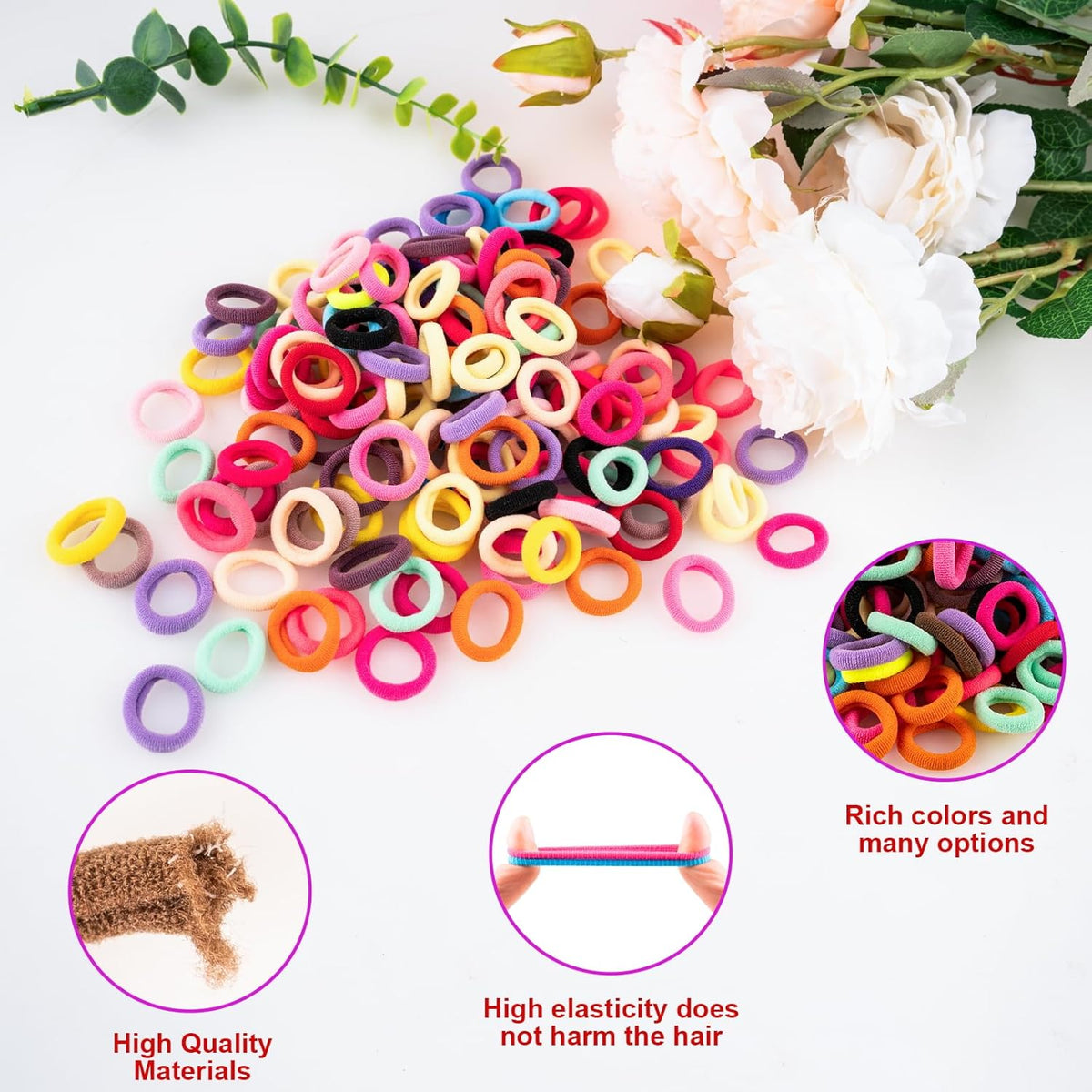 360Pcs Baby Hair Ties, Small No Damage Elastic Hair Bands