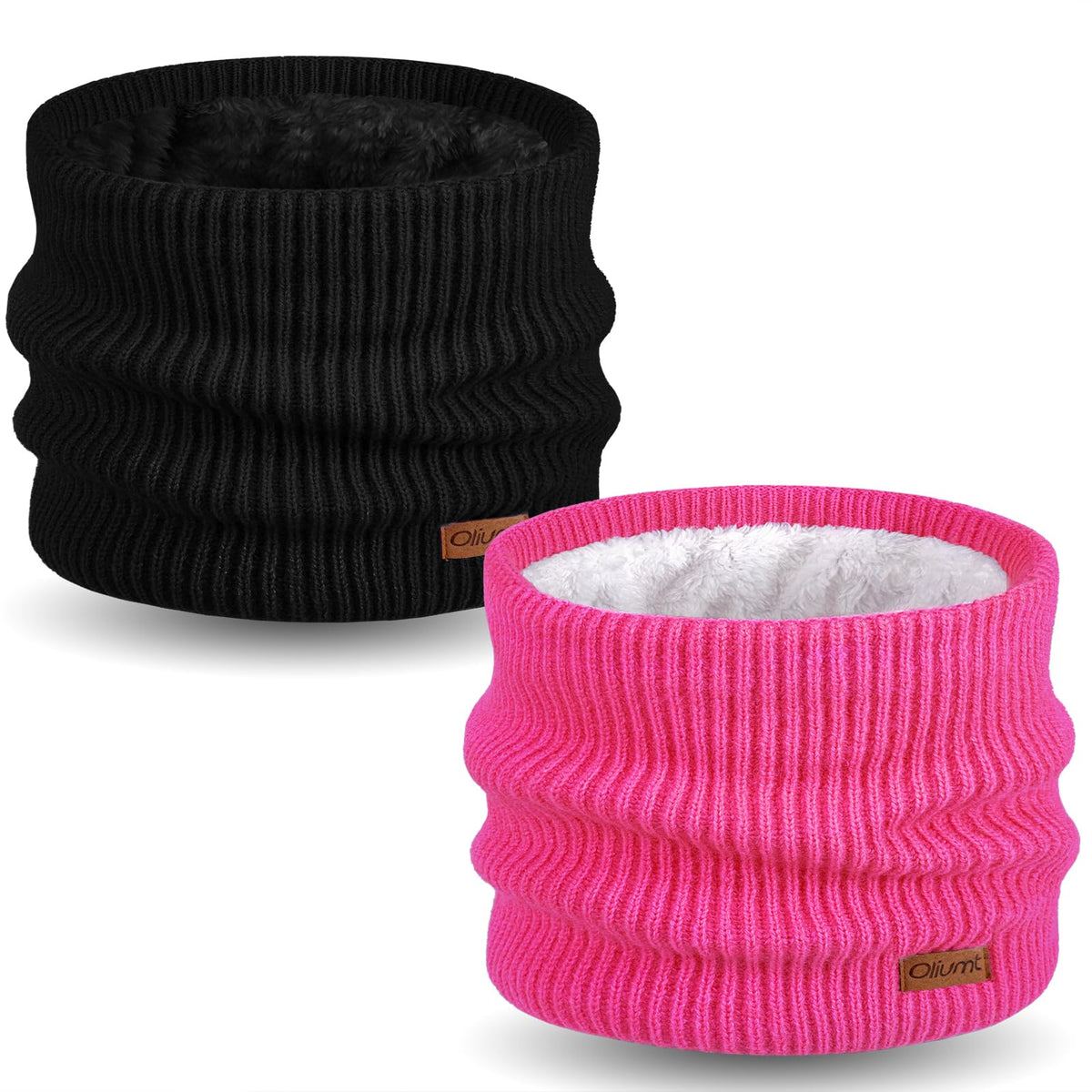 Kids Neck Warmer Winter Neck Gaiters Knitted Infinity Scarf for Boys Girls Fleece Lined Ski Mask for Cold Weather