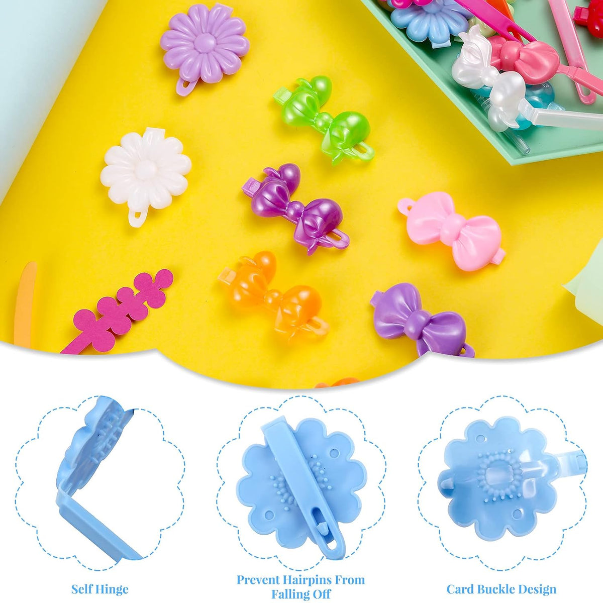 Janinka 72 Pcs Hinge Barrettes for Toddler Girls,Classic,Multicolor