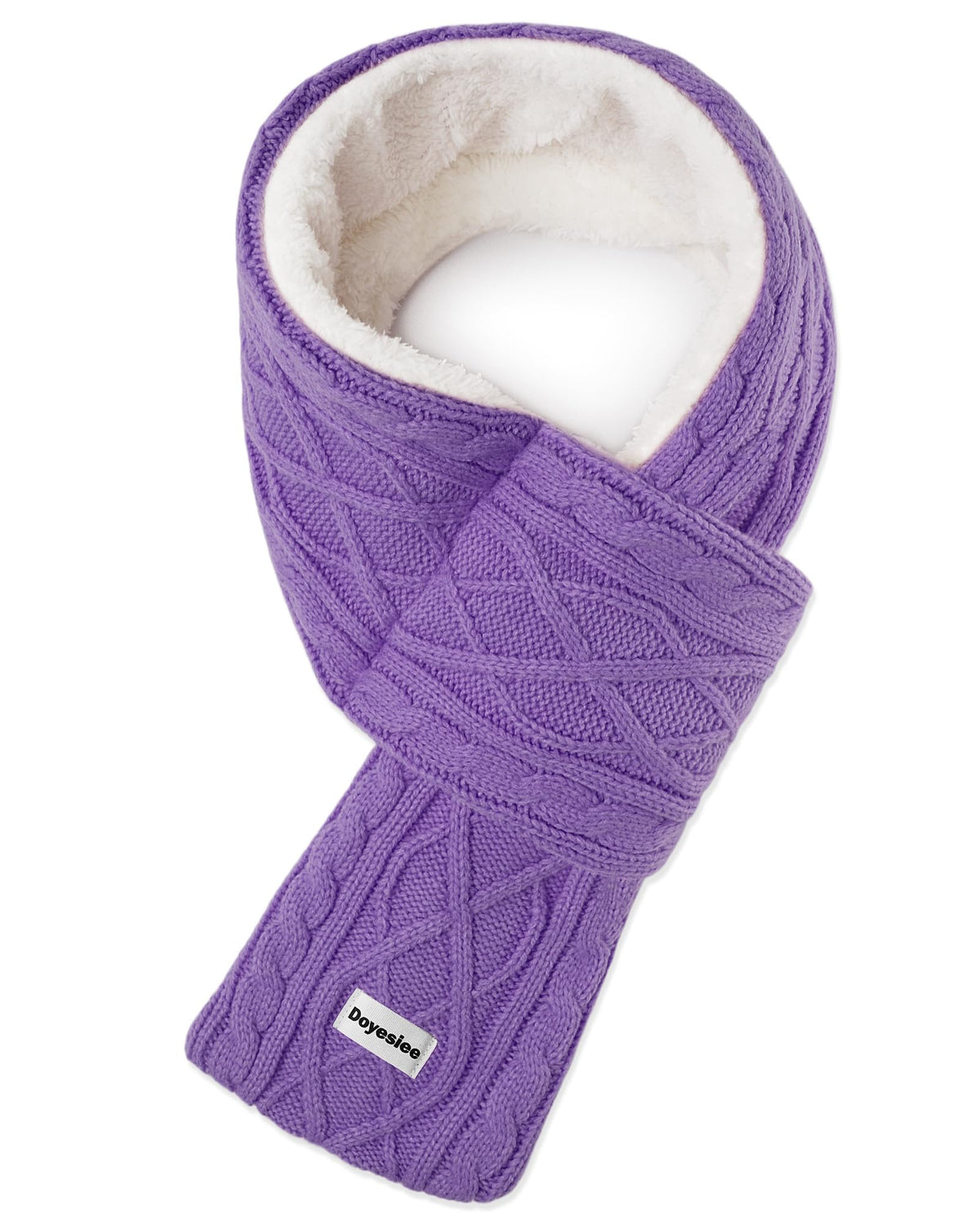Kids Scarf for Girls Boys, Winter Long Fleece Plush Scarves Knitted Cross Tie Neck Warmer for Cold Weather
