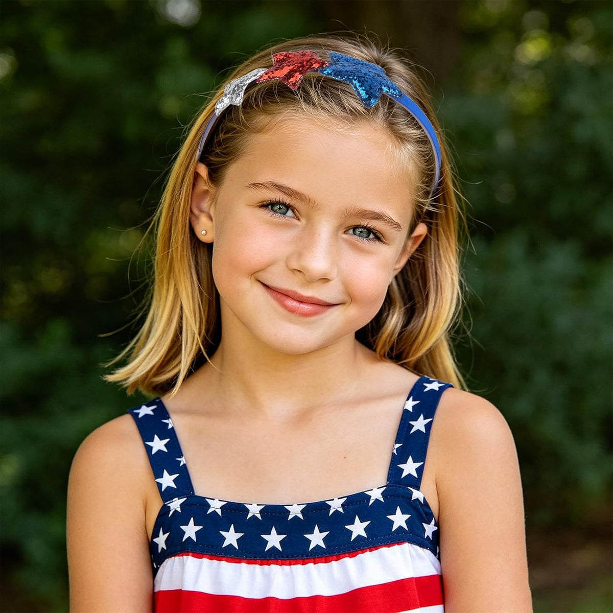 Semato 6 Pcs Star Patriotic Headbands Red White and Blue 4th of July Hair Accessories ndependence Day Themed Headband for Women Girls