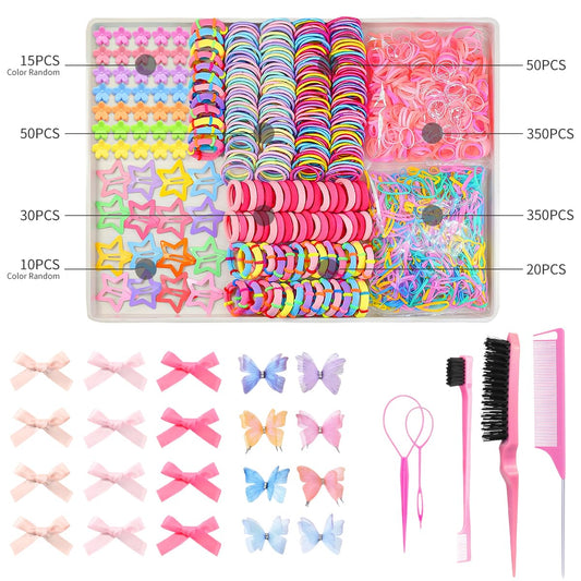 900 PCS Colorful Hair Ties for Girls Hair Accessories Set