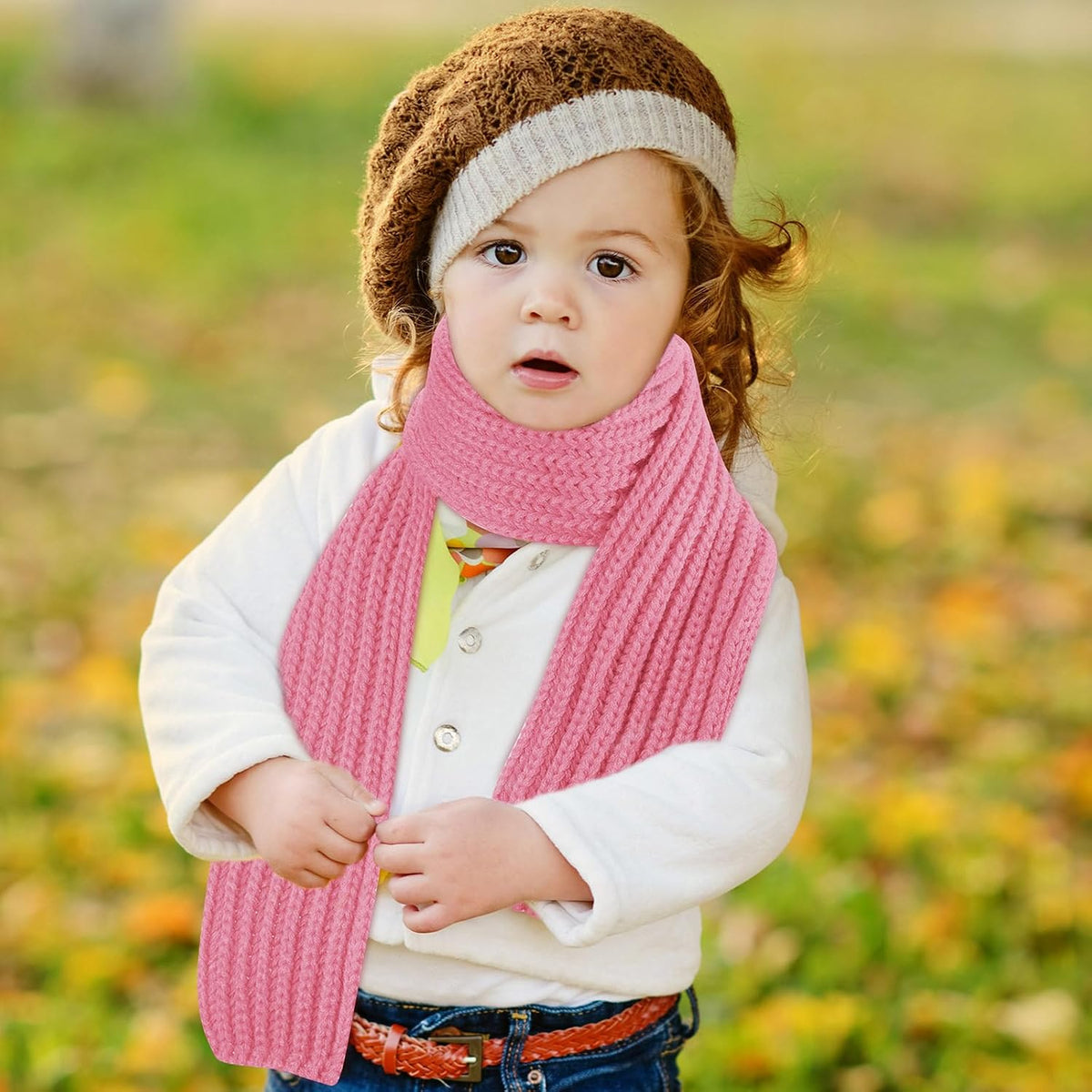Zhanmai 2 Pcs Toddler Scarf Kids Warm Set Winter Knit Scarves Soft Neck Warmer for Boys Girls Children