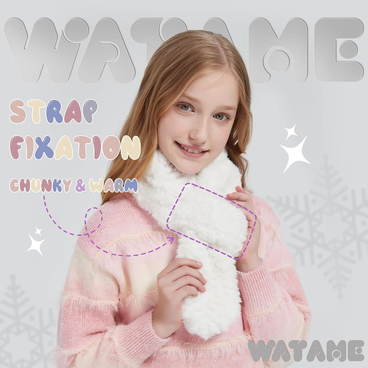 Warm Kids Scarf For Girls Winter Fuzzy Scarves Colorful Ski Windproof Neck Warmer