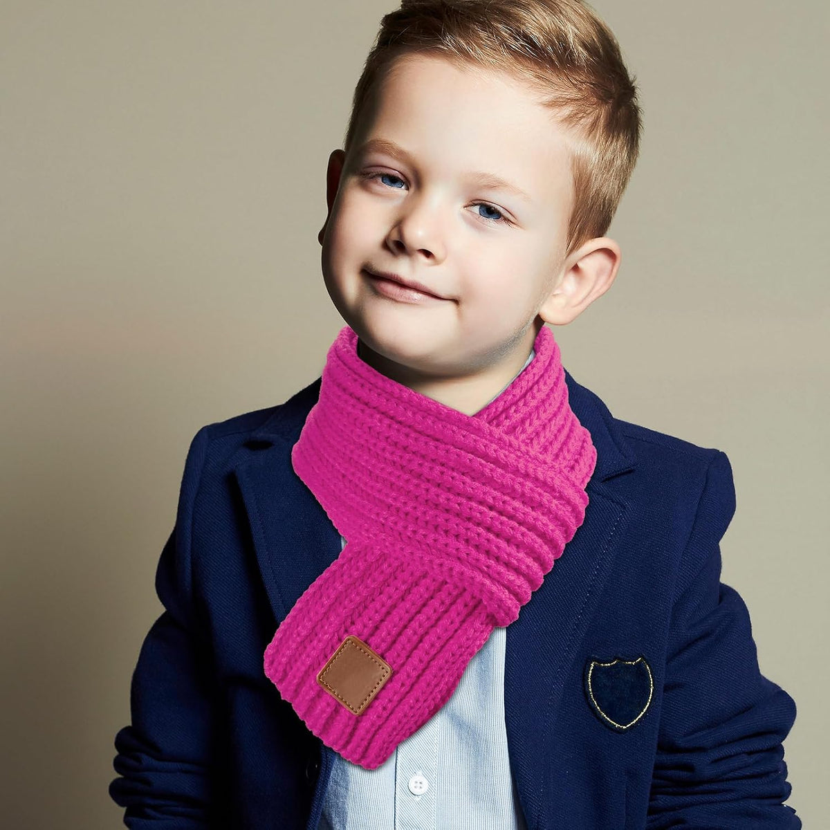 Zhanmai 2 Pcs Toddler Scarf Kids Warm Set Winter Knit Scarves Soft Neck Warmer for Boys Girls Children