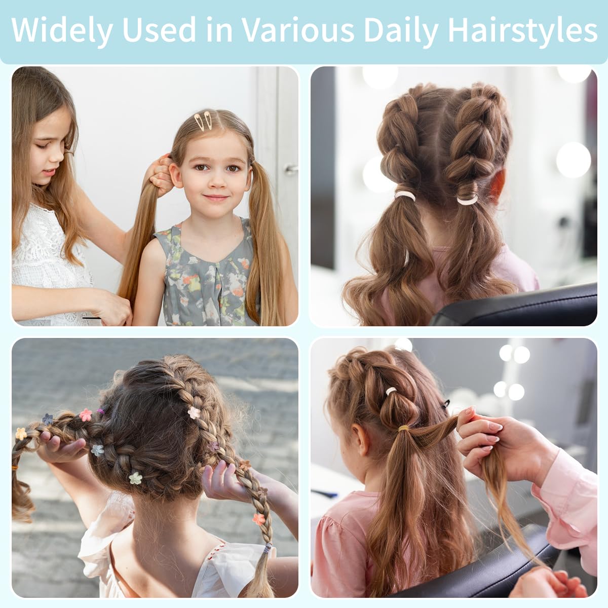 889 pcs Hair Rubber Bands Neutral Colors Elastic Hair Ties for Girls Hair Accessories Set with 30 pcs Star Hair Clips