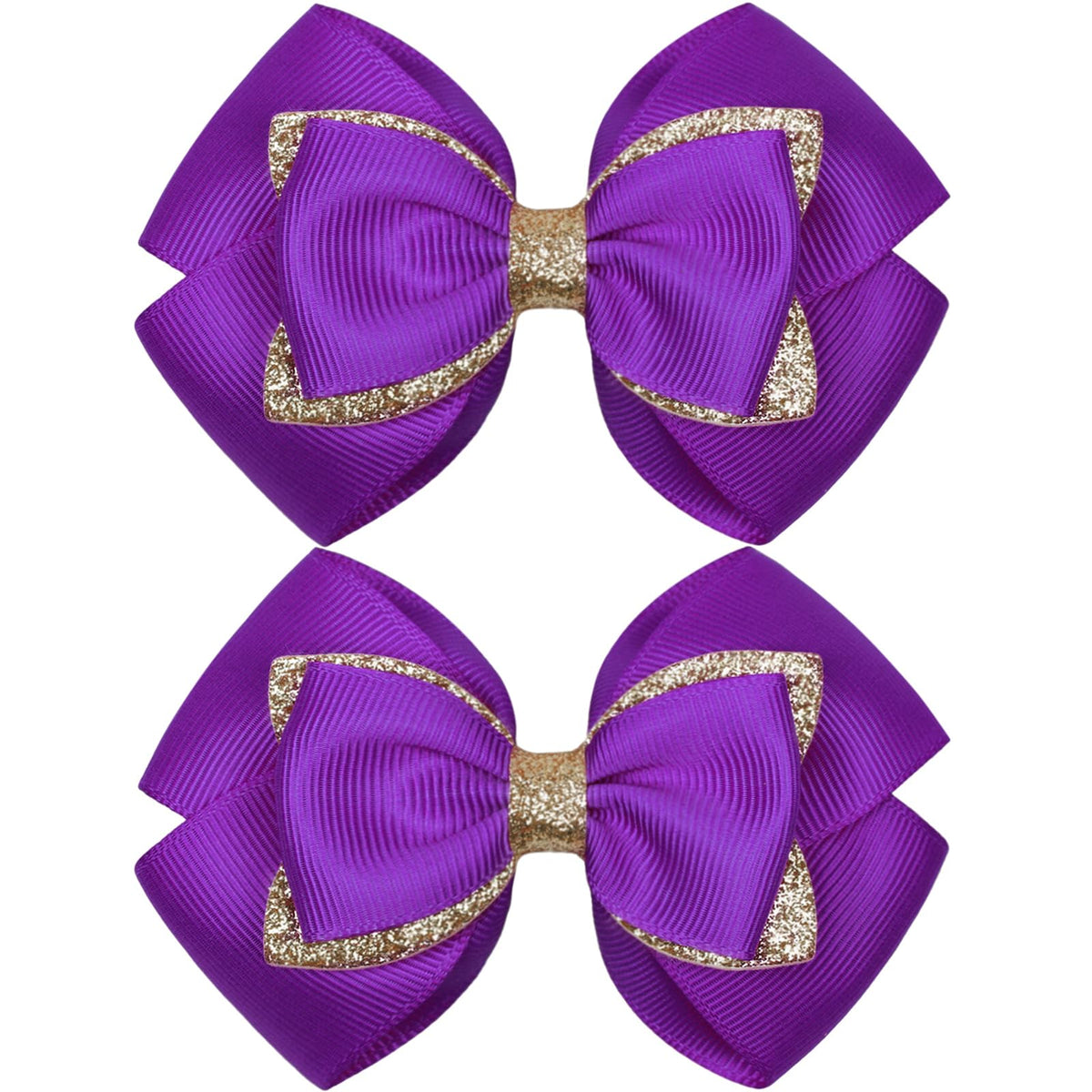 KISZU 4 Inch Hair Bows Clips Large Sparkle Ribbon Girls Alligator Barrettes Glitter Hair Accessories for Toddler Kids Children Teens Women