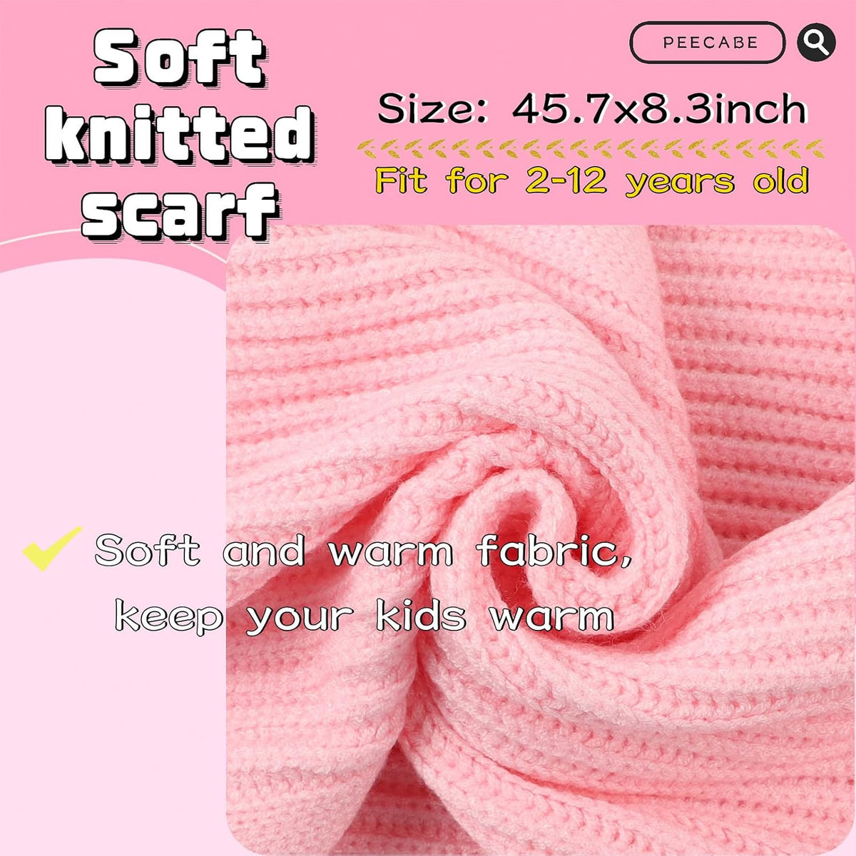 Peecabe Kids Knit Scarf Neck Warmer Soft Warm Winter Classic for Boys Girls