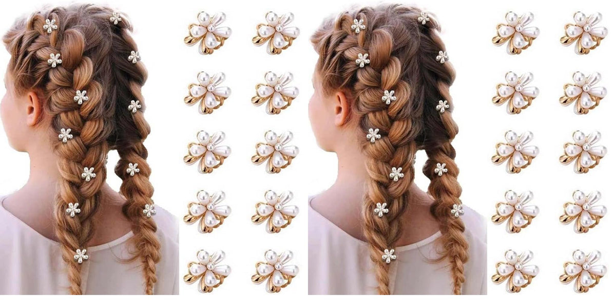 10 Pcs Pearl Mini Claw Clips Daisy Floral Hair Clips, Sweet Artificial Bangs Clips Decorative, Decorative Hair Accessories for Women and Girls