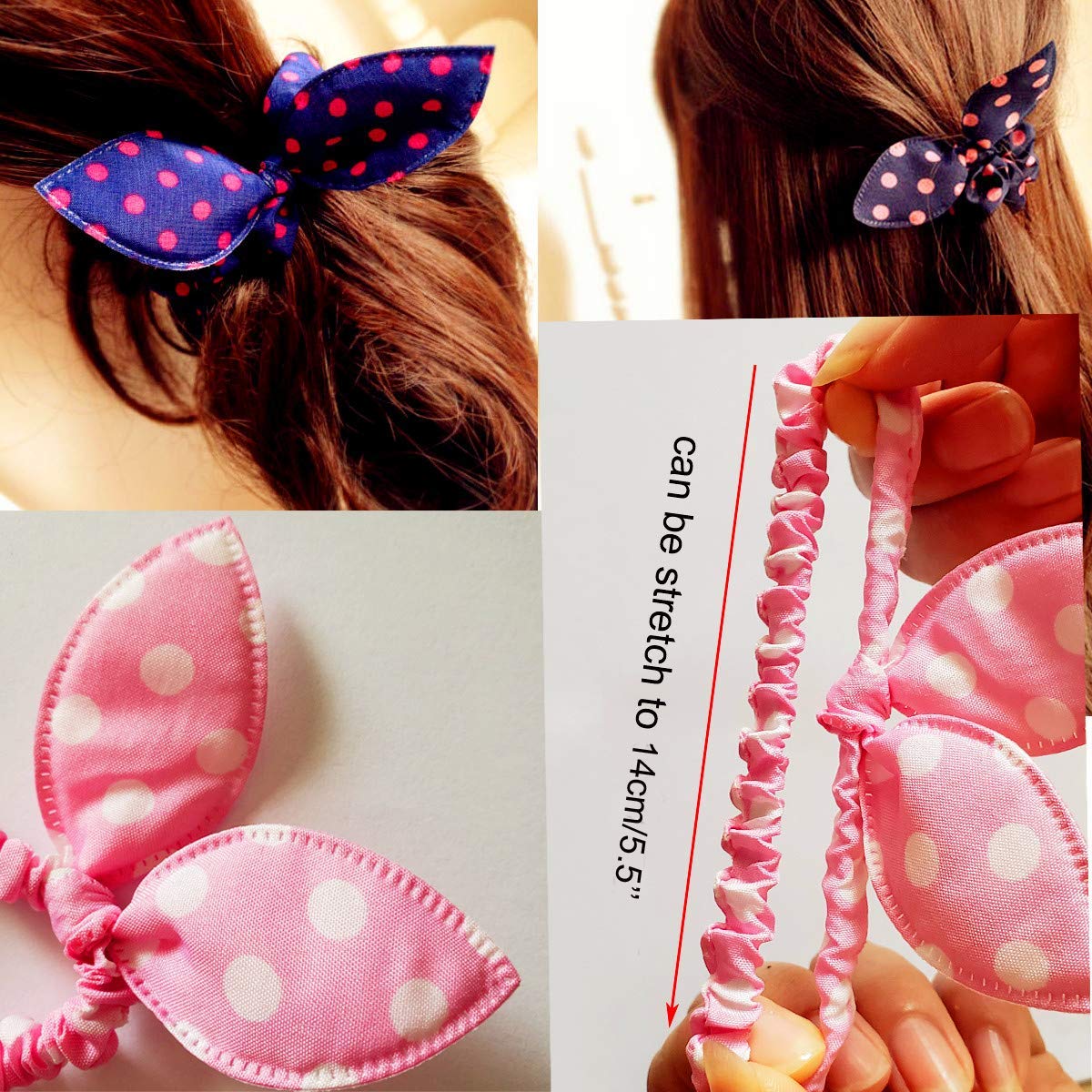 40 PCS Girls Rabbit Ear Hair Ties for Toddler Girls Cotton Hair Bands Women No Crease Ponytail Holders Colors Randomly