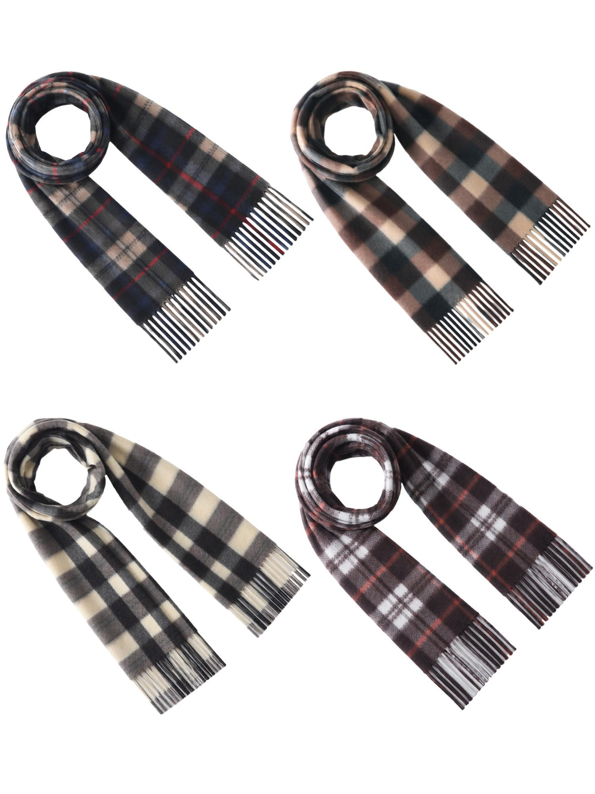 Bencailor 4 Pcs Kids Winter Scarf Kids Buffalo Plaid Scarves Christmas Warm Shawls Scarves Parent Child Scarf for Boys Girls