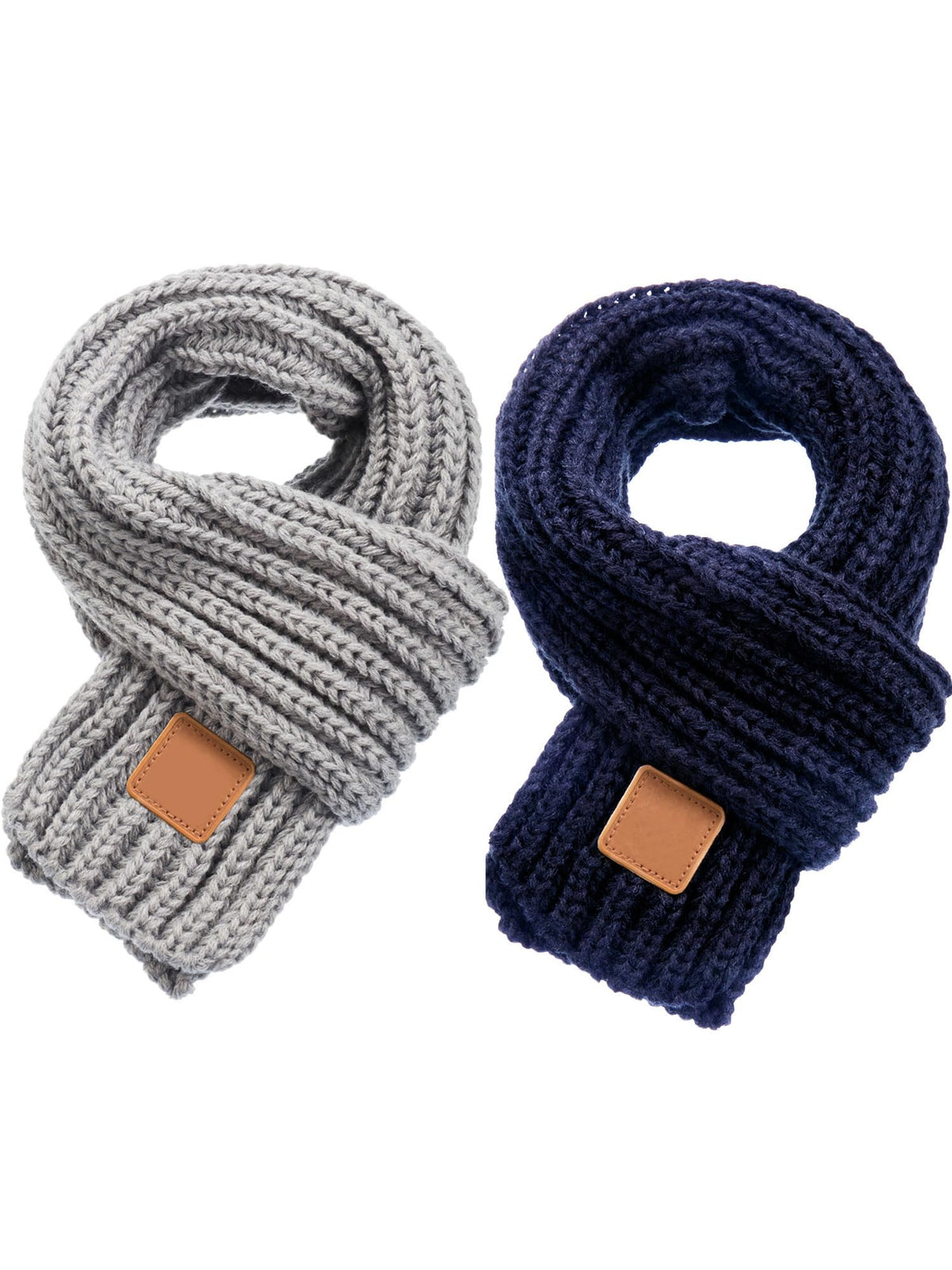 Zhanmai 2 Pcs Toddler Scarf Kids Warm Set Winter Knit Scarves Soft Neck Warmer for Boys Girls Children