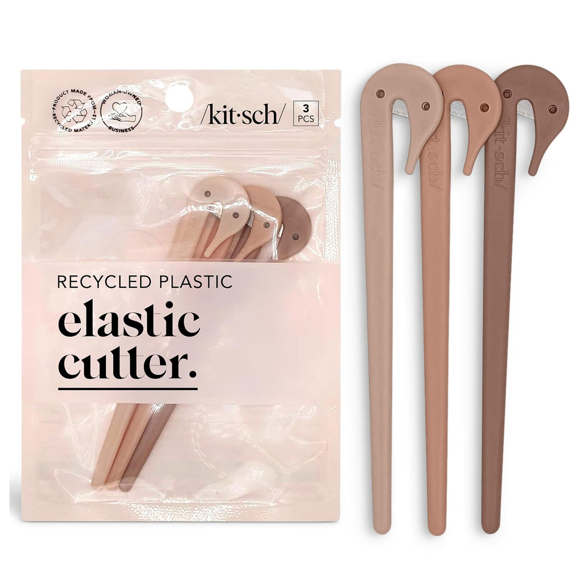 Kitsch Elastic Hair Tie Cutter Tool - Multicolor, 3pc Set
