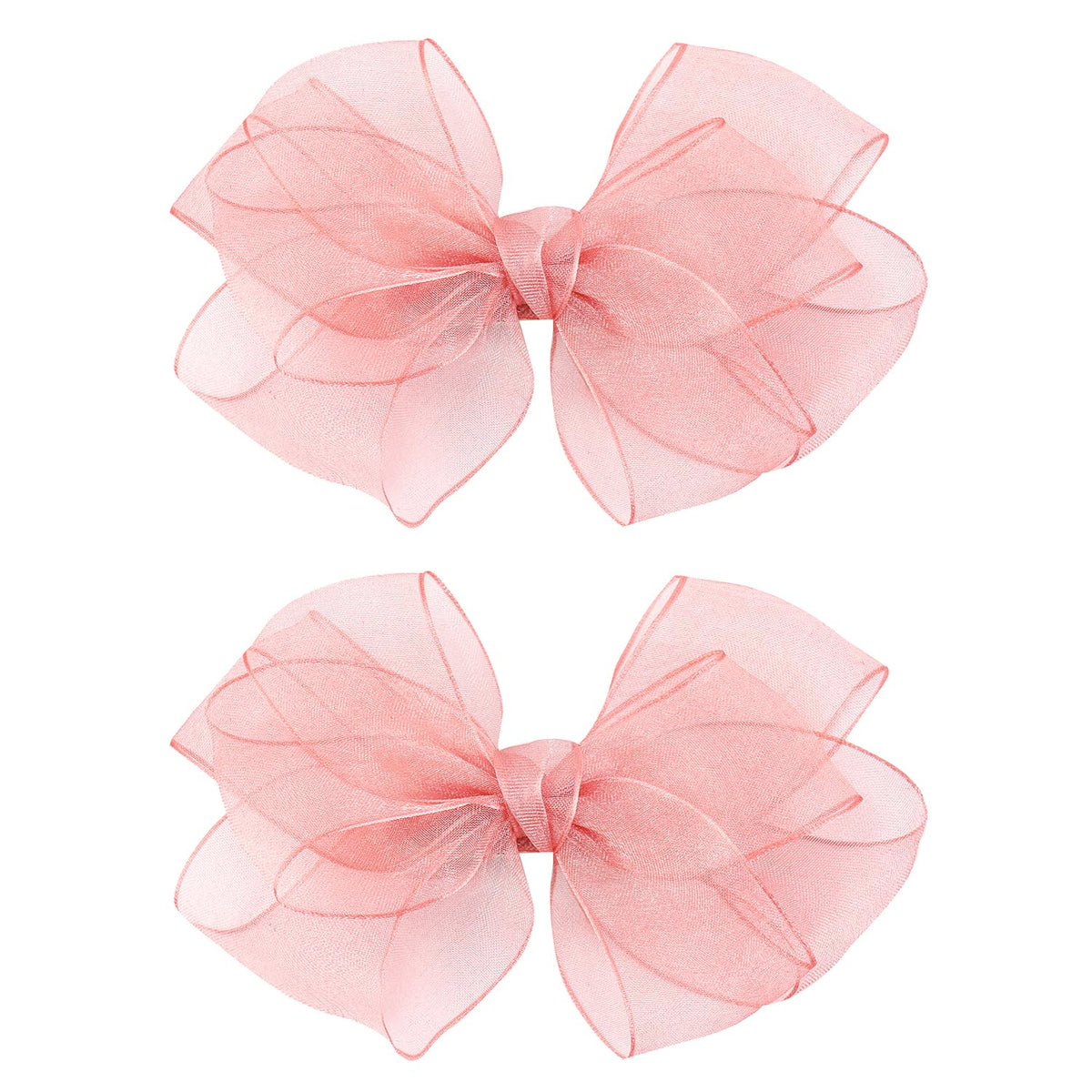 5.5-Inch Organza Double Hair Bows Alligator Clips Hair Accessories for Girls Toddler Kids Children Teens -Champagne Gold