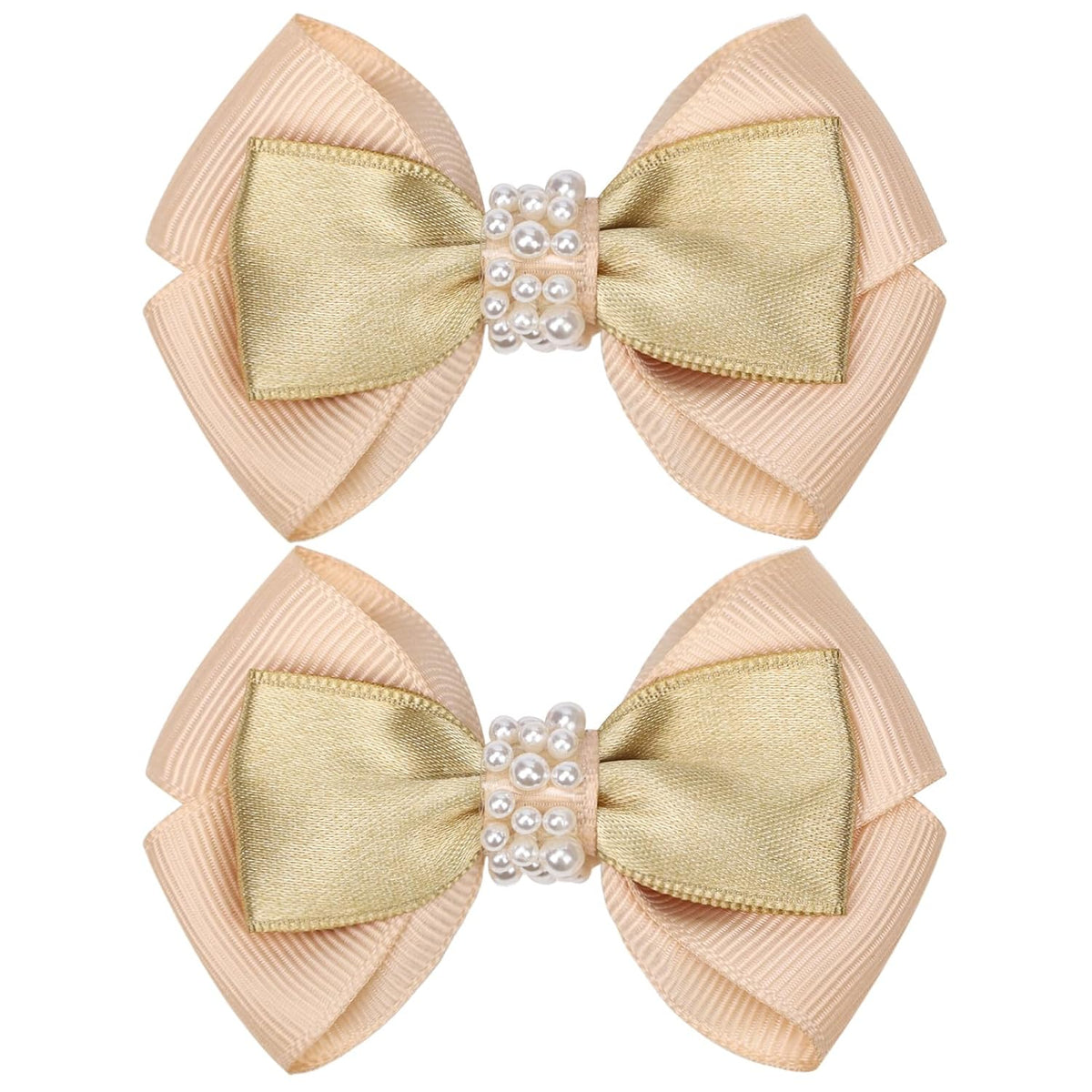 KISZU 3 Inch Hair Bows Clips Grosgrain Ribbon Alligator Clips Hair Accessories for Girls Toddler Kids Children Teens Women - Gold