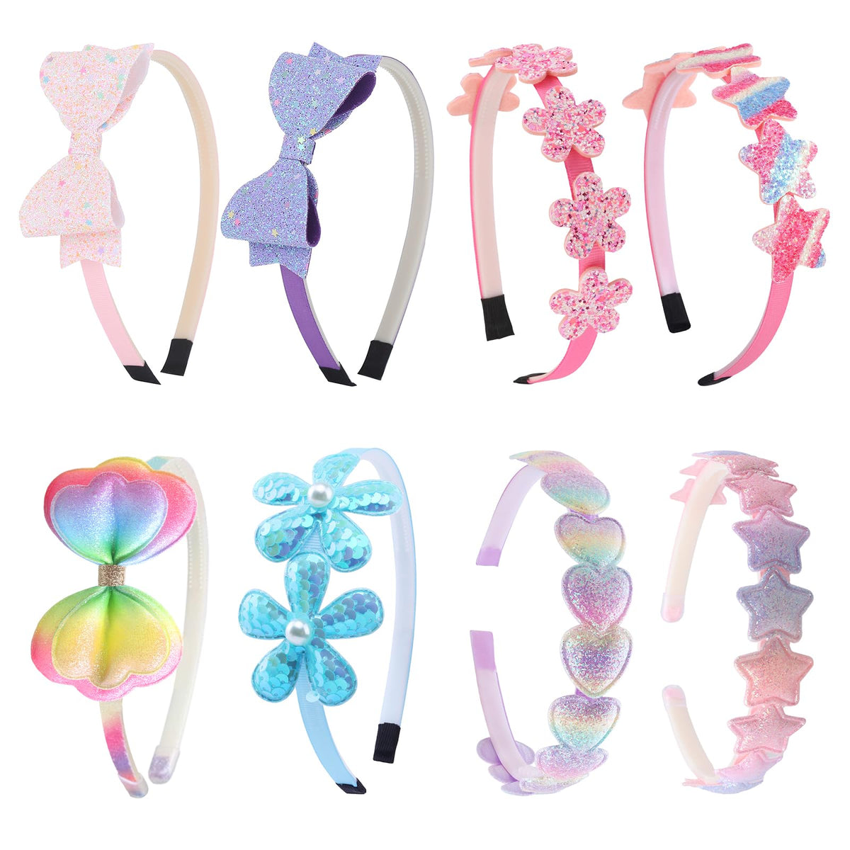 8PCS Headband for Girls,Cute Sparkly Girls Headband Glitter Hair Bands