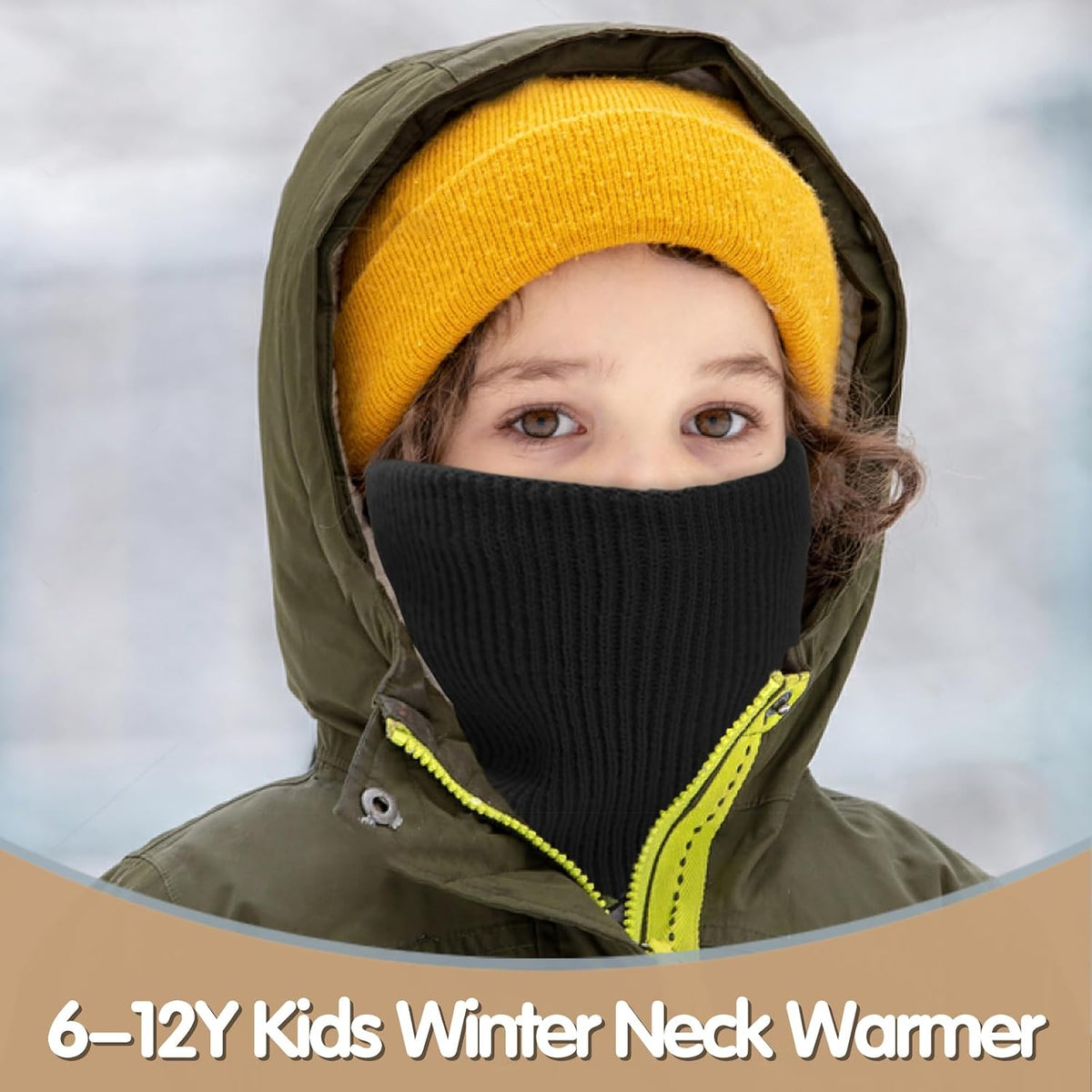 Kids Neck Warmer Winter Neck Gaiters Knitted Infinity Scarf for Boys Girls Fleece Lined Ski Mask for Cold Weather