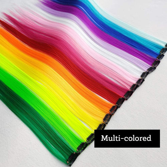 32Pcs Colored Hair Extensions 20Inch Straight Clip in on Hairpieces